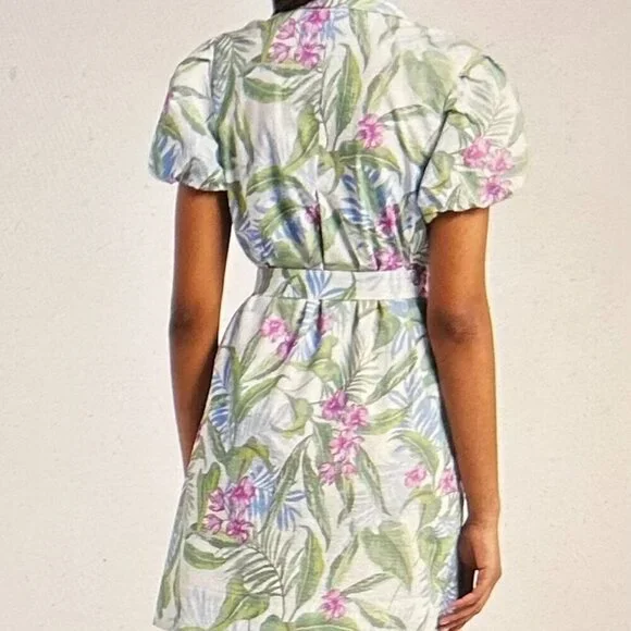 Tommy Bahama Gulf Shore Floral Belted Seersucker Dress Size L - Picture 2 of 10